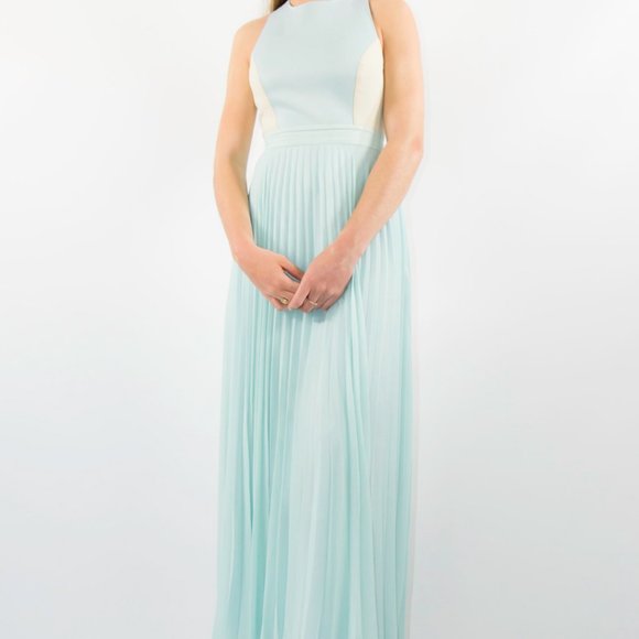 Sachons + Babi pleated dress color block blue prom formal - Picture 5 of 13